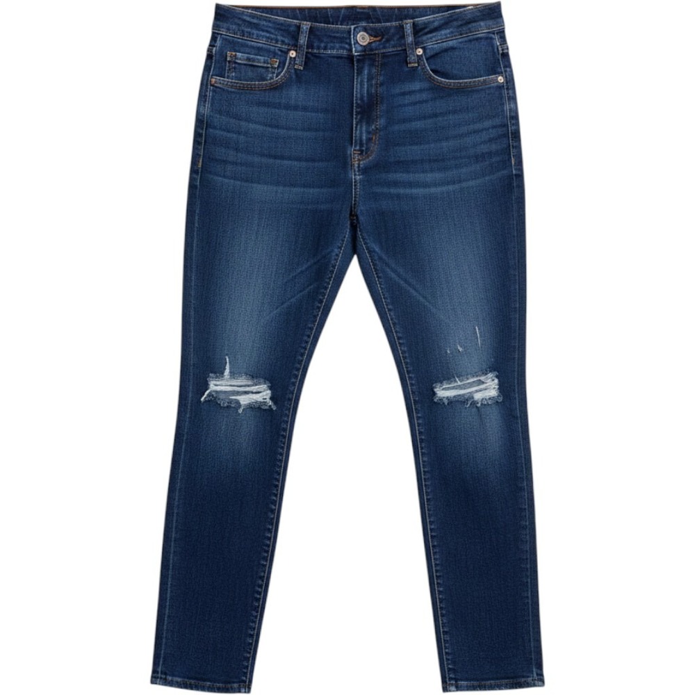 Vibrant MIU‎ Dark Wash Distressed Ripped Knee Skinny Jeans 2X EP863